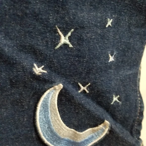 No Boundaries Dark Blue Denim Shorts with Celestial Embroidery - Picture 3 of 4